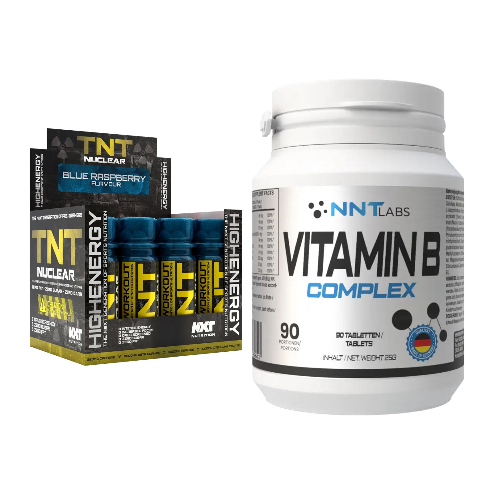 Koffein & B-Vitamine: NXT Nutrition TNT + NNT Vitamin B Complex – alle enthaltenen Artikel