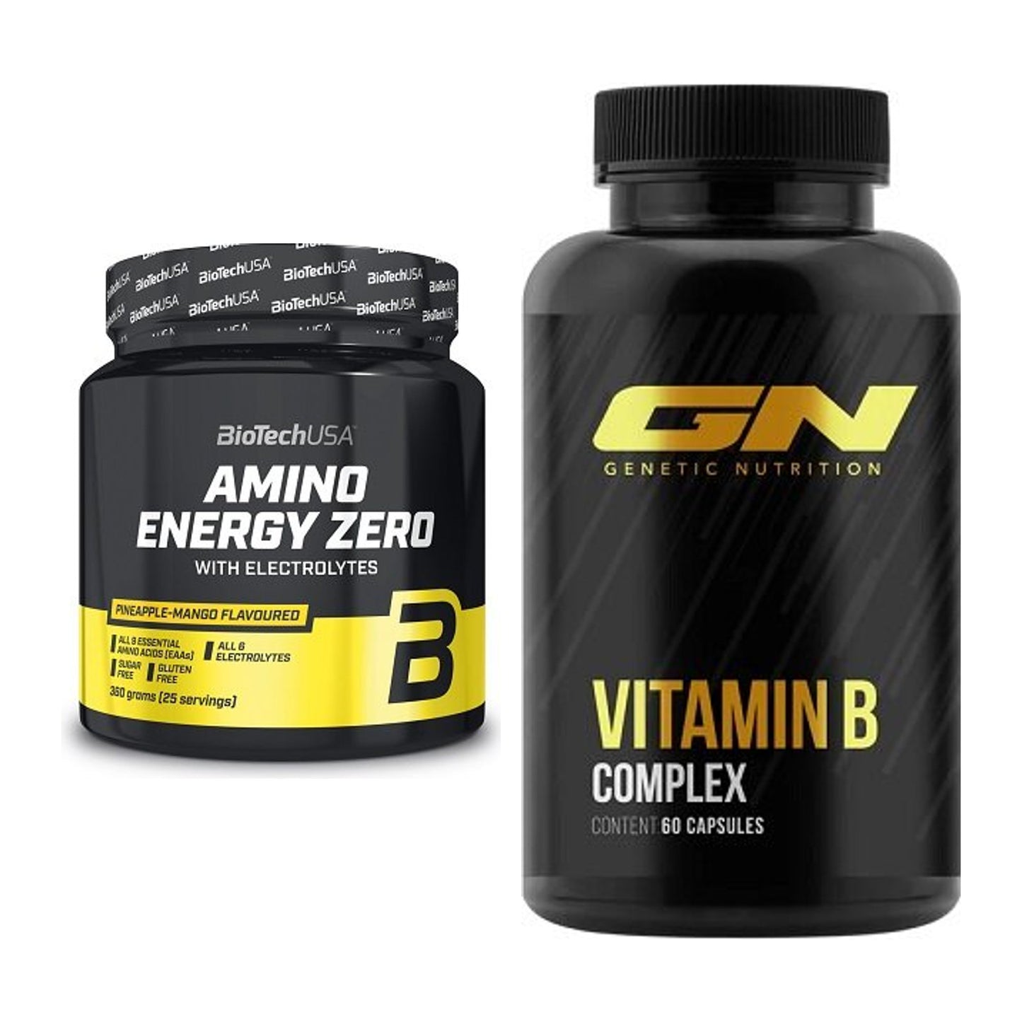 Koffein & B-Vitamine: BioTech Amino Energy + GN Vitamin B-Complex – alle enthaltenen Artikel