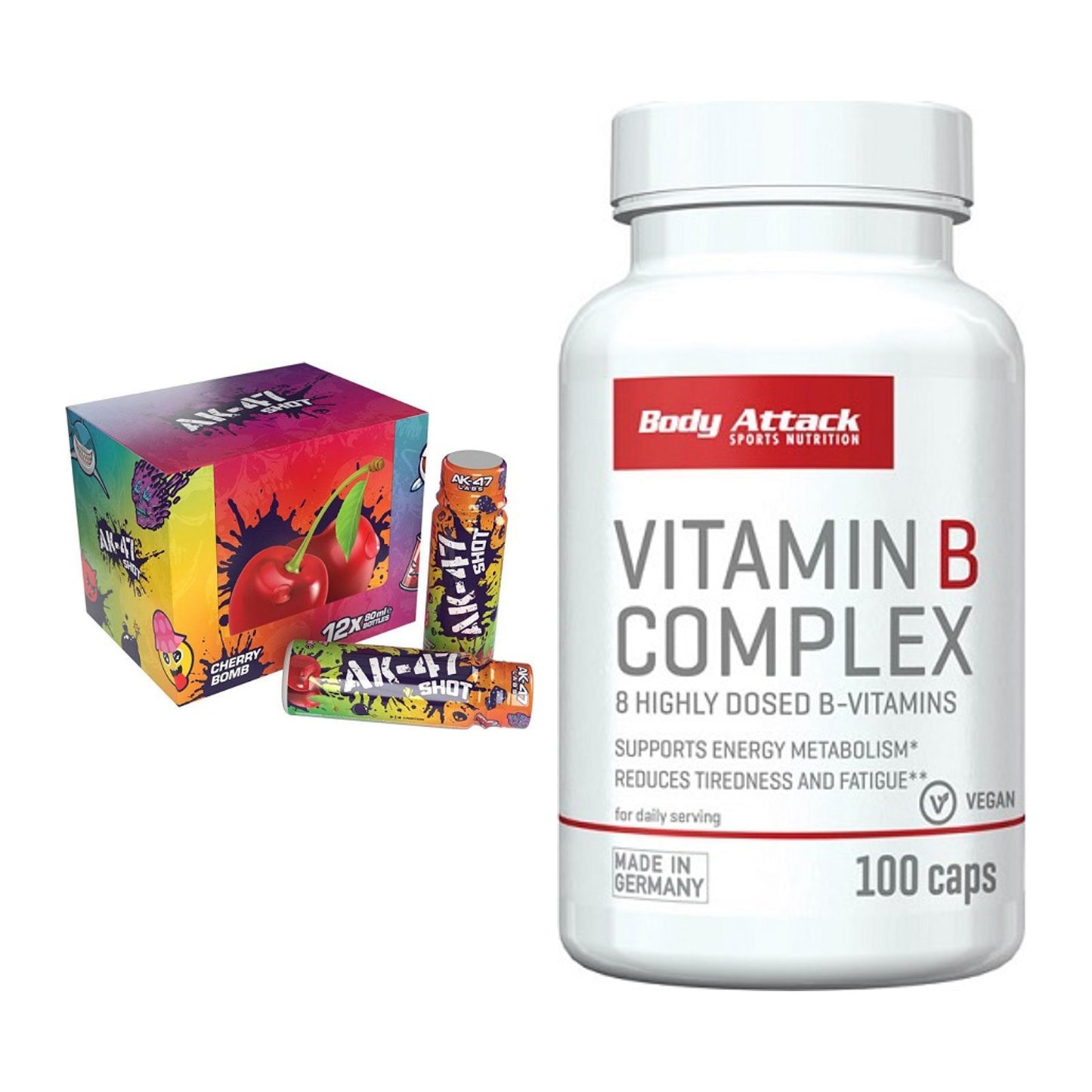 Koffein & B-Vitamine: AK47 Labs AK47 Shots + Body Attack Vitamin – alle enthaltenen Artikel