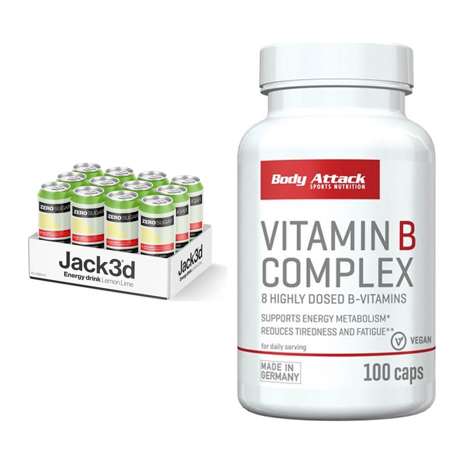 Koffein & B-Vitamine: USP Labs Jack3d Energy + Body Attack Vitamin – alle enthaltenen Artikel
