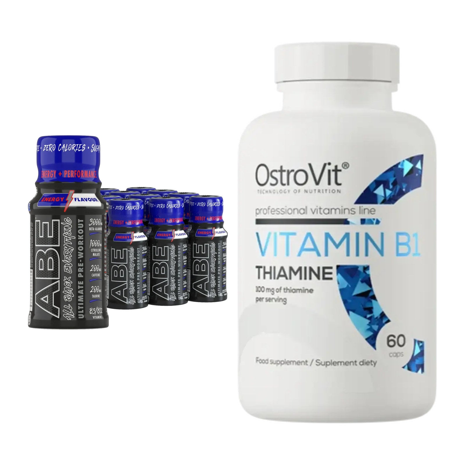 Koffein & B-Vitamine: Applied ABE Pre-Workou + Ostrovit Vitamin B1 – alle enthaltenen Artikel