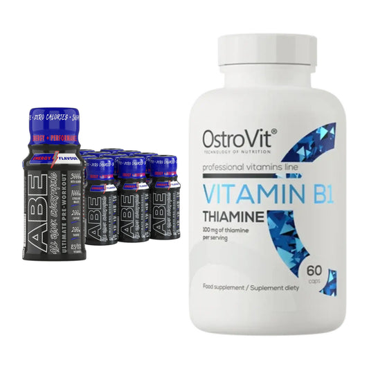 Caféine et vitamines B : Pré-Workou ABE appliqué + Vitamine B1 Ostrovit – tous les éléments inclus
