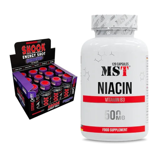 Koffein & B-Vitamine: Murdered Out Shook Shot 12x60ml + MST Niacin – alle enthaltenen Artikel