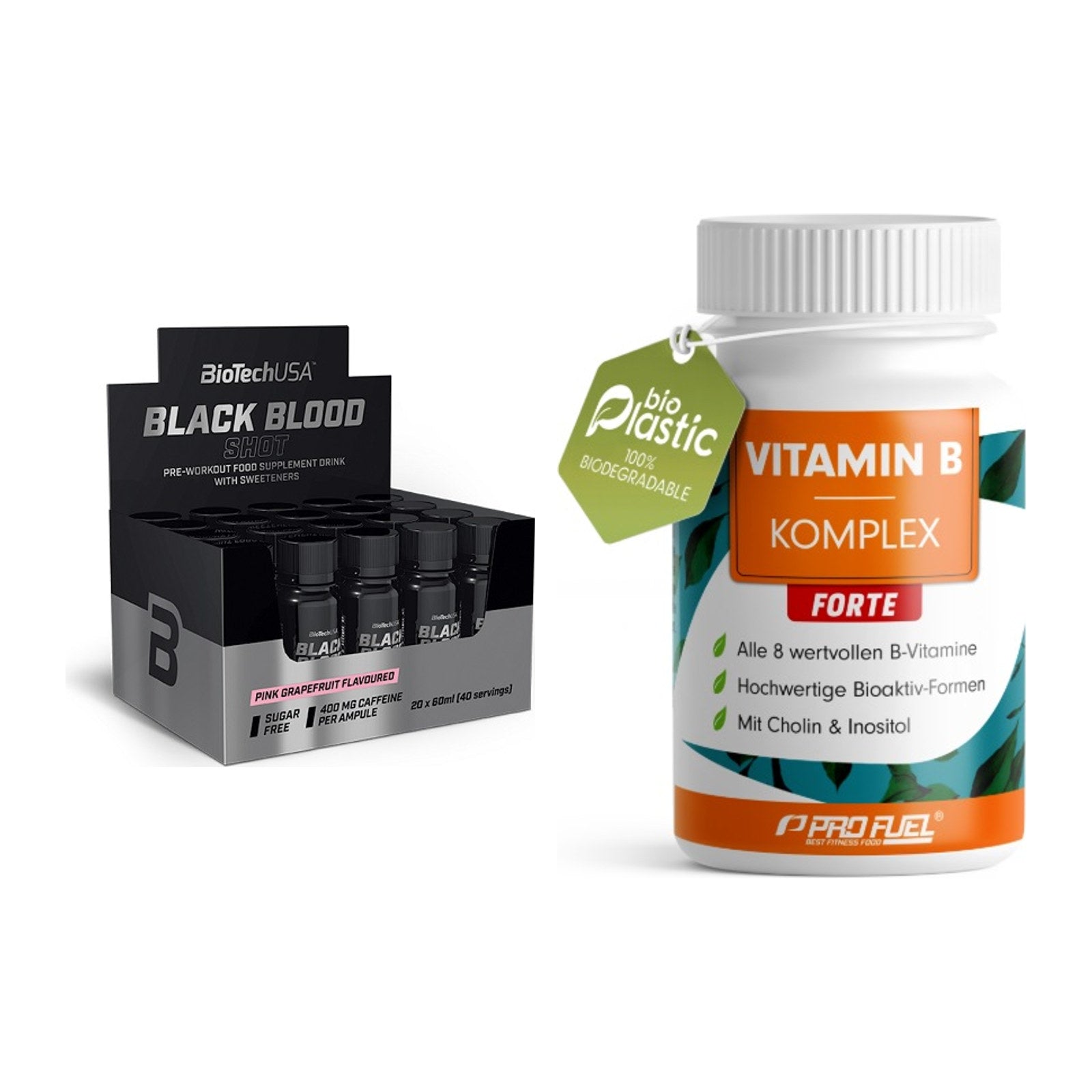 Koffein & B-Vitamine: BioTech Black Blood + ProFuel Vitamin B – alle enthaltenen Artikel