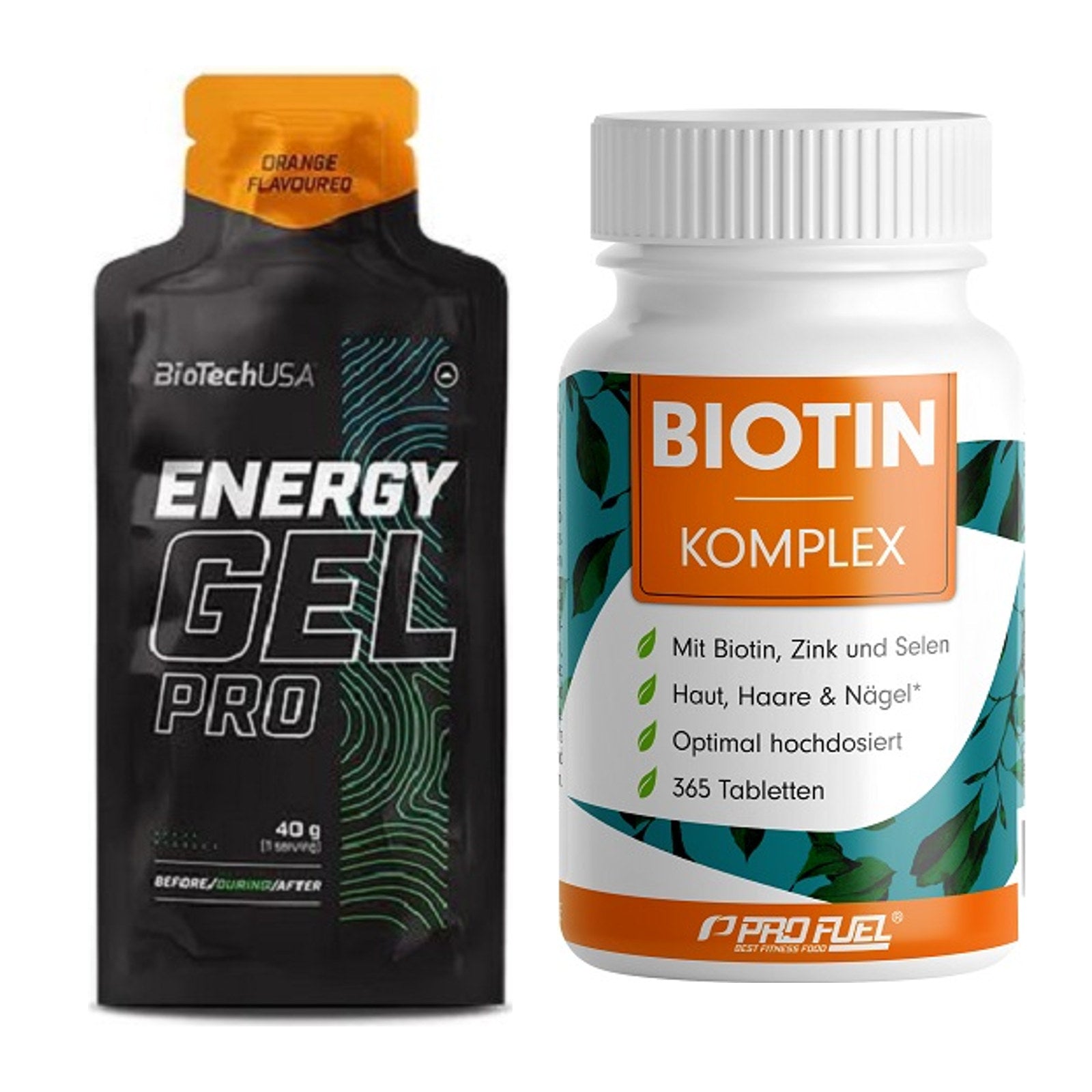 Koffein & B-Vitamine: BioTech Energy Gel Pro + ProFuel BIOTIN Komplex – alle enthaltenen Artikel