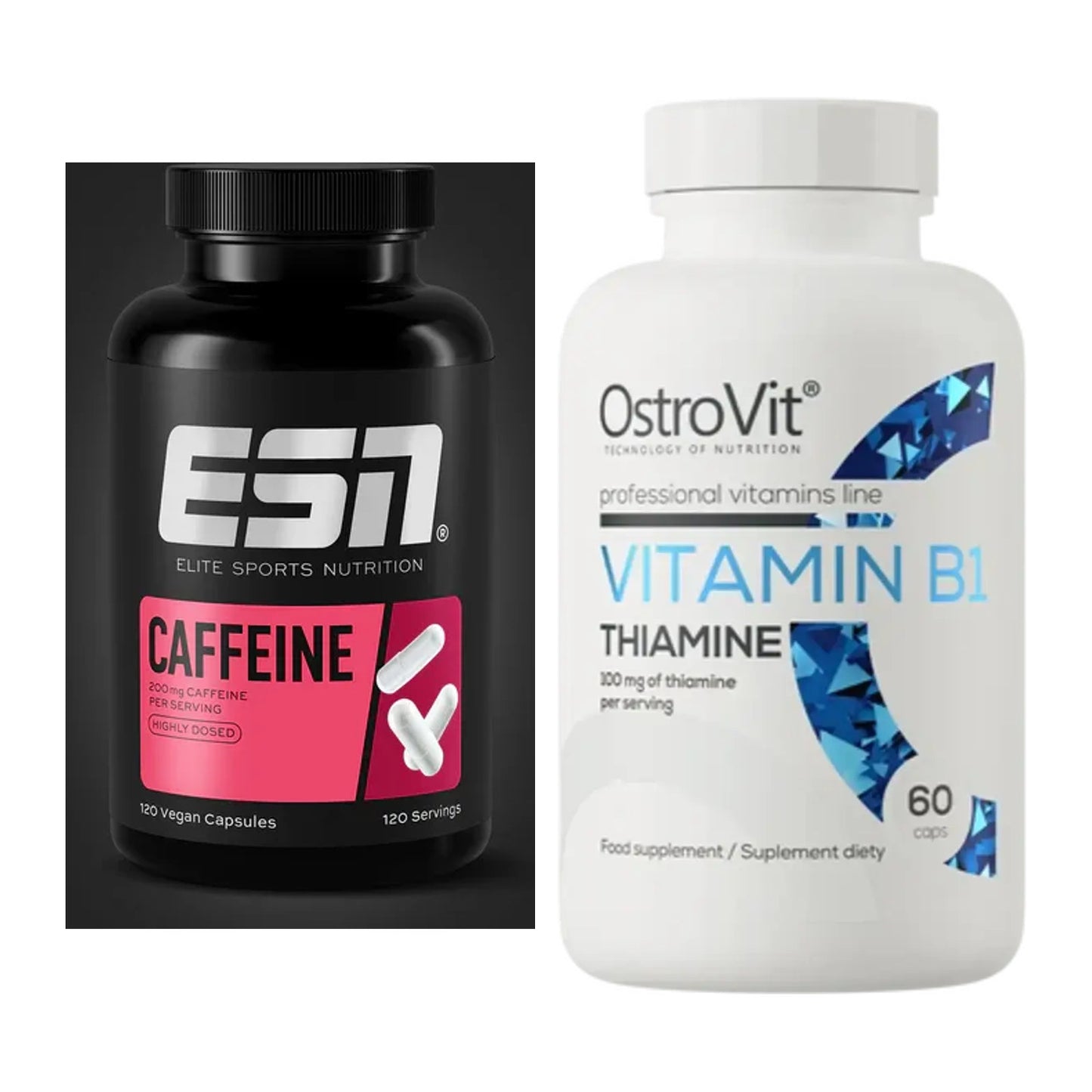 Koffein & B-Vitamine: ESN Caffeine Caps + Ostrovit Vitamin B1 Thiamine – alle enthaltenen Artikel