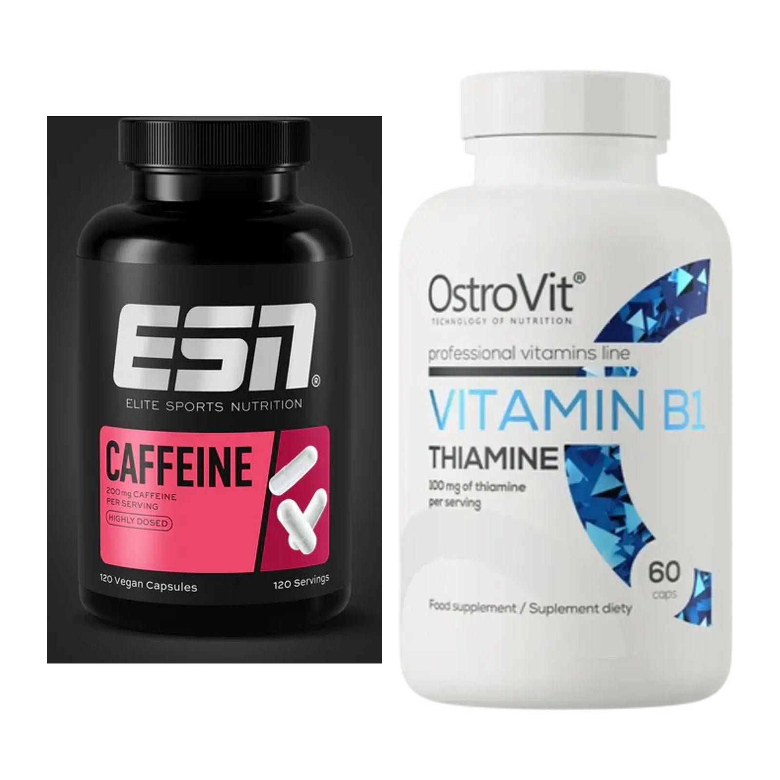 Koffein & B-Vitamine: ESN Caffeine Caps + Ostrovit Vitamin B1 Thiamine – alle enthaltenen Artikel