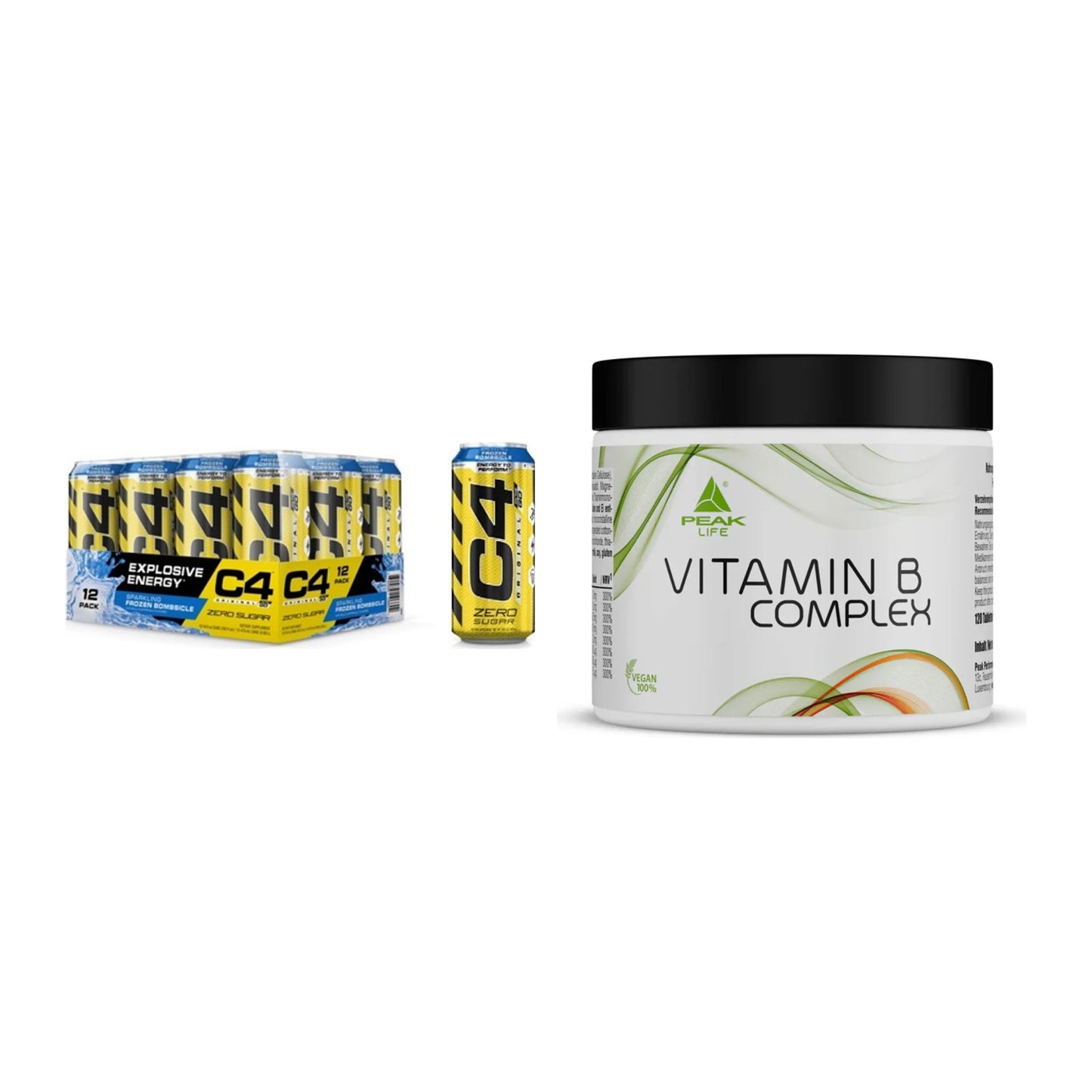 Koffein & B-Vitamine: Cellucor C4 Energy + Peak Vitamin B Complex – alle enthaltenen Artikel