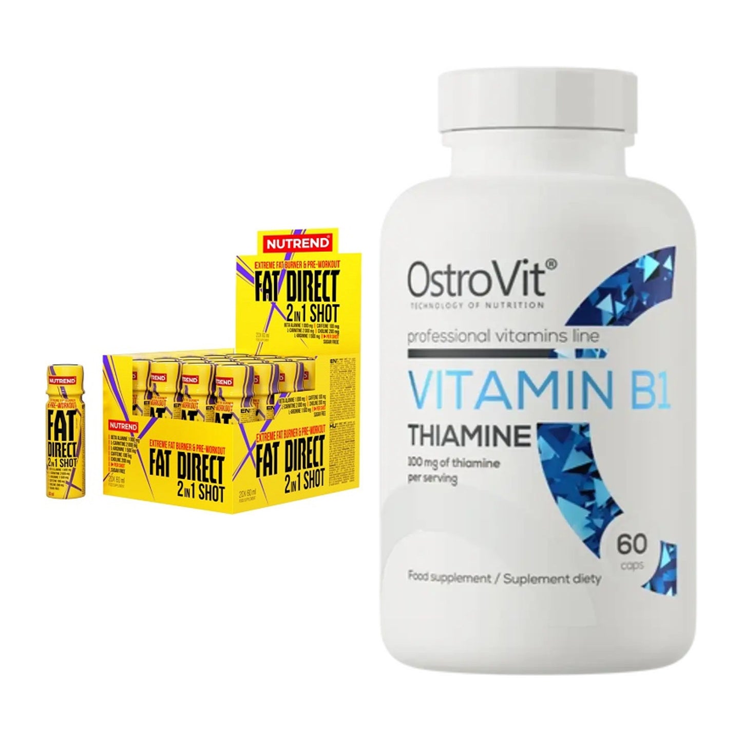 Koffein & B-Vitamine: Nutrend Fat Direct + Ostrovit Vitamin B1 – alle enthaltenen Artikel