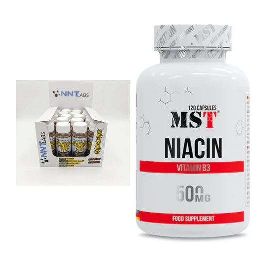 Koffein & B-Vitamine: NNT Extreme Pre-Workout Shot + MST Niacin – alle enthaltenen Artikel