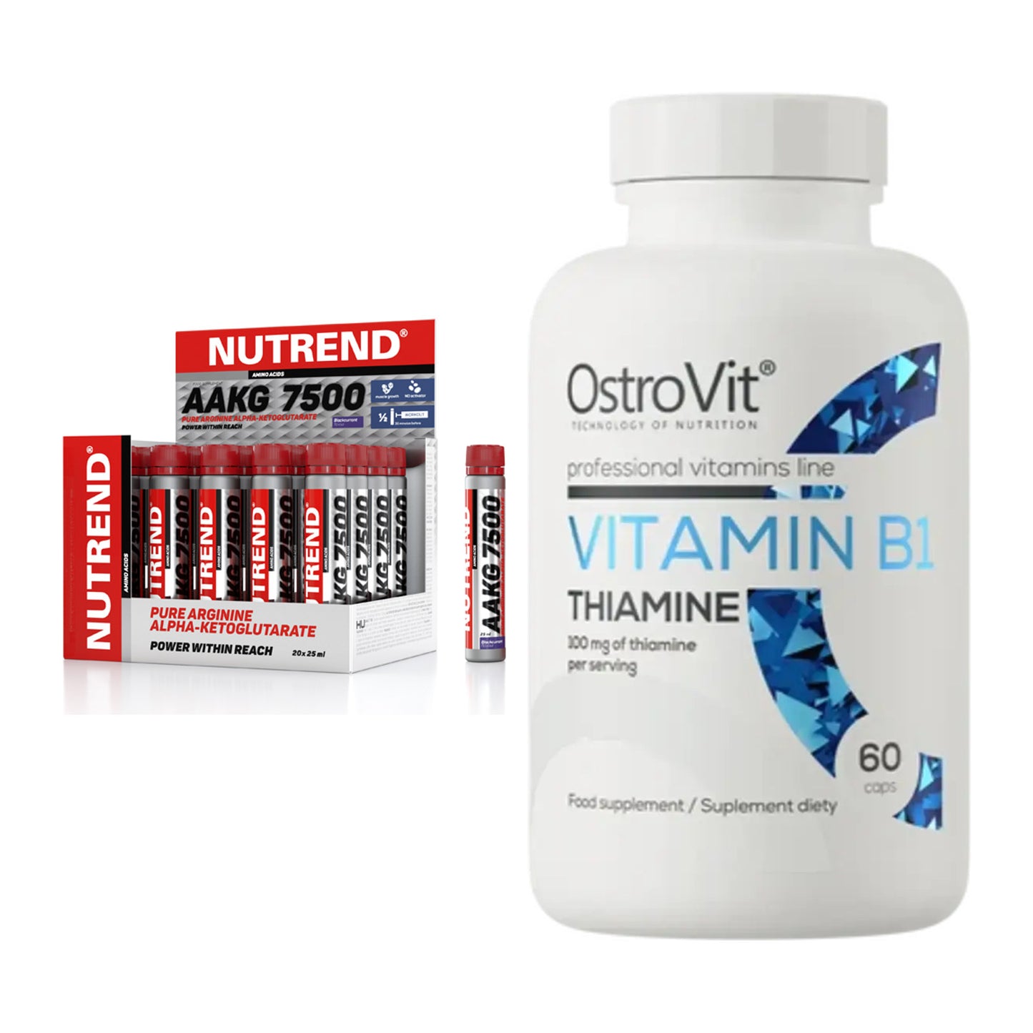 Koffein & B-Vitamine: Nutrend AAKG 7500 + Ostrovit Vitamin B1 – alle enthaltenen Artikel