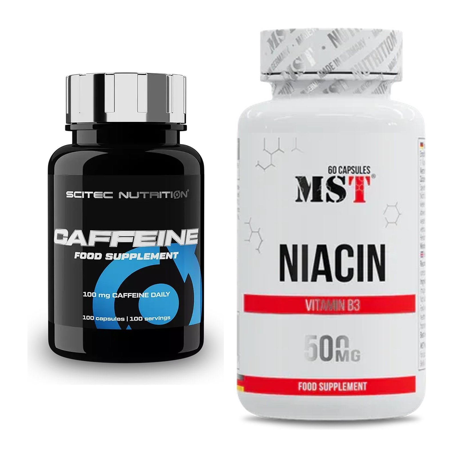 Koffein & B-Vitamine: Scitec Caffeine + MST Niacin – alle enthaltenen Artikel