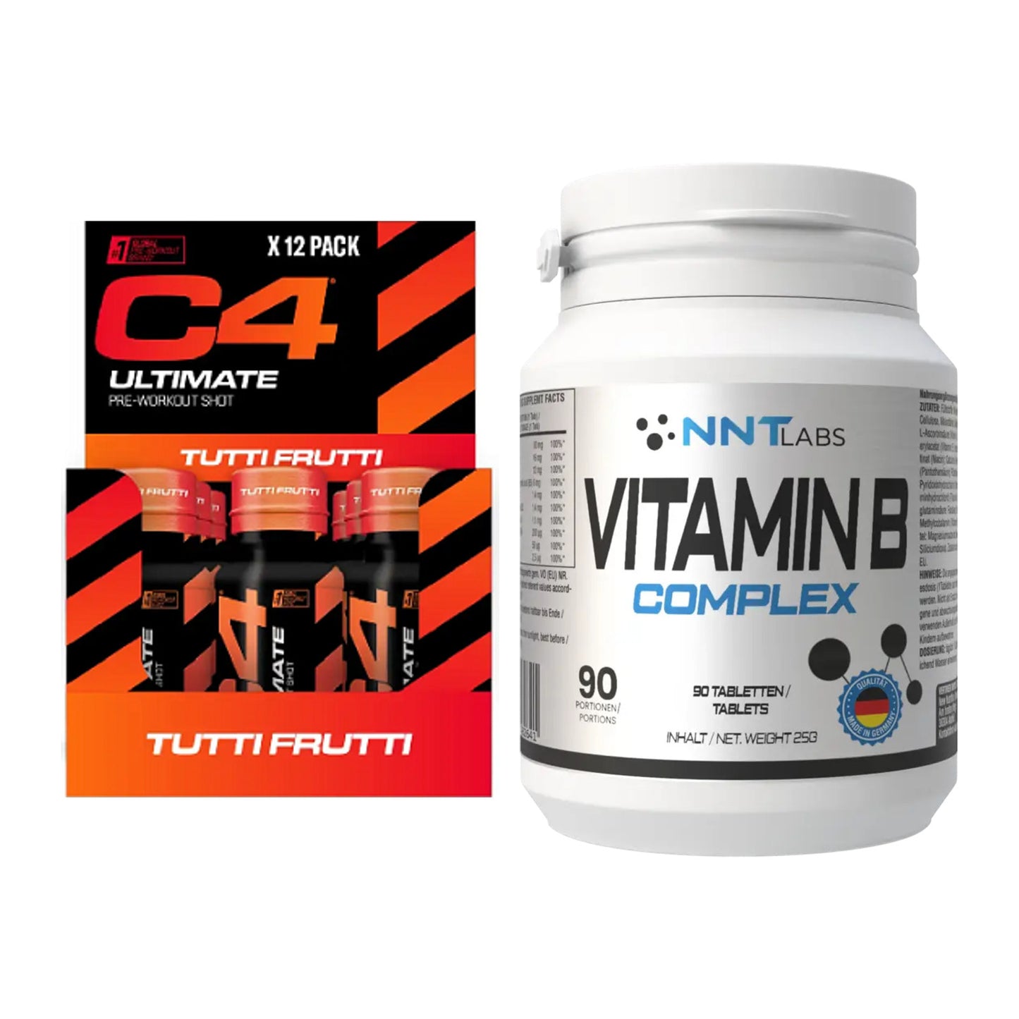 Koffein & B-Vitamine: Cellucor C4 Ultimate + NNT Vitamin B Complex – alle enthaltenen Artikel