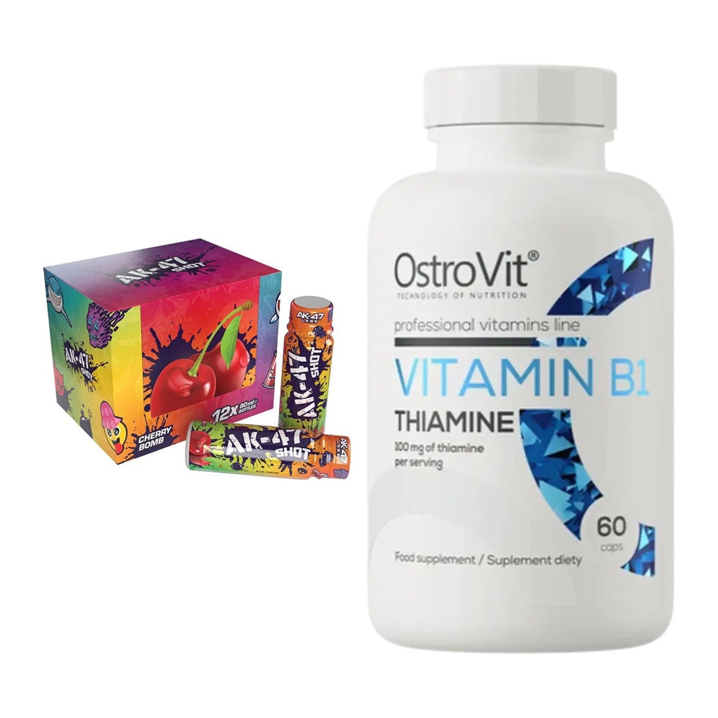 Koffein & B-Vitamine: AK47 Labs AK47 Shots + Ostrovit Vitamin B1 – alle enthaltenen Artikel