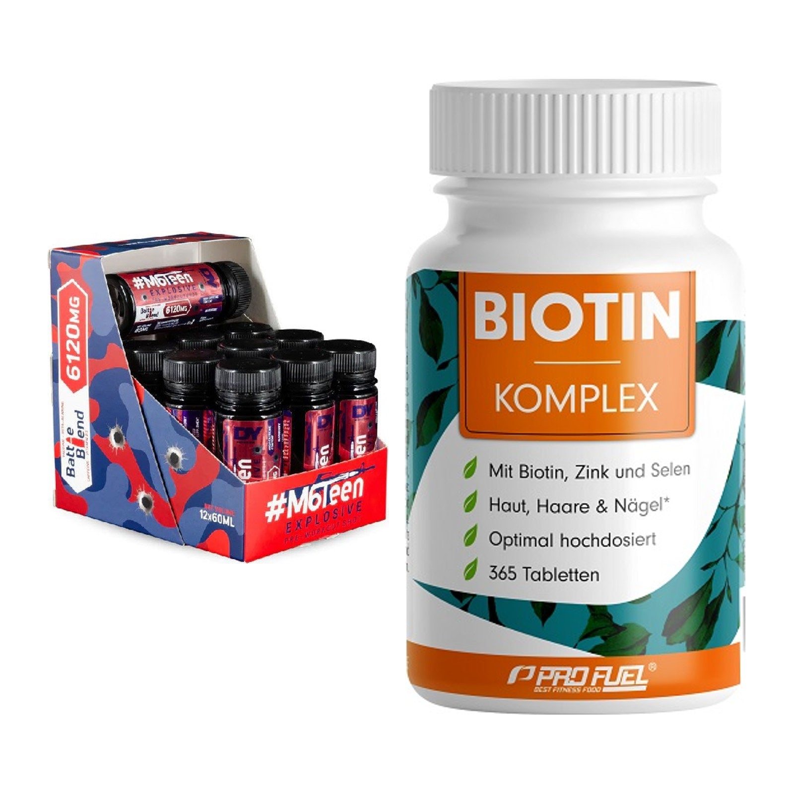 Koffein & B-Vitamine: DY Nutrition M6Teen + ProFuel BIOTIN Komplex – alle enthaltenen Artikel