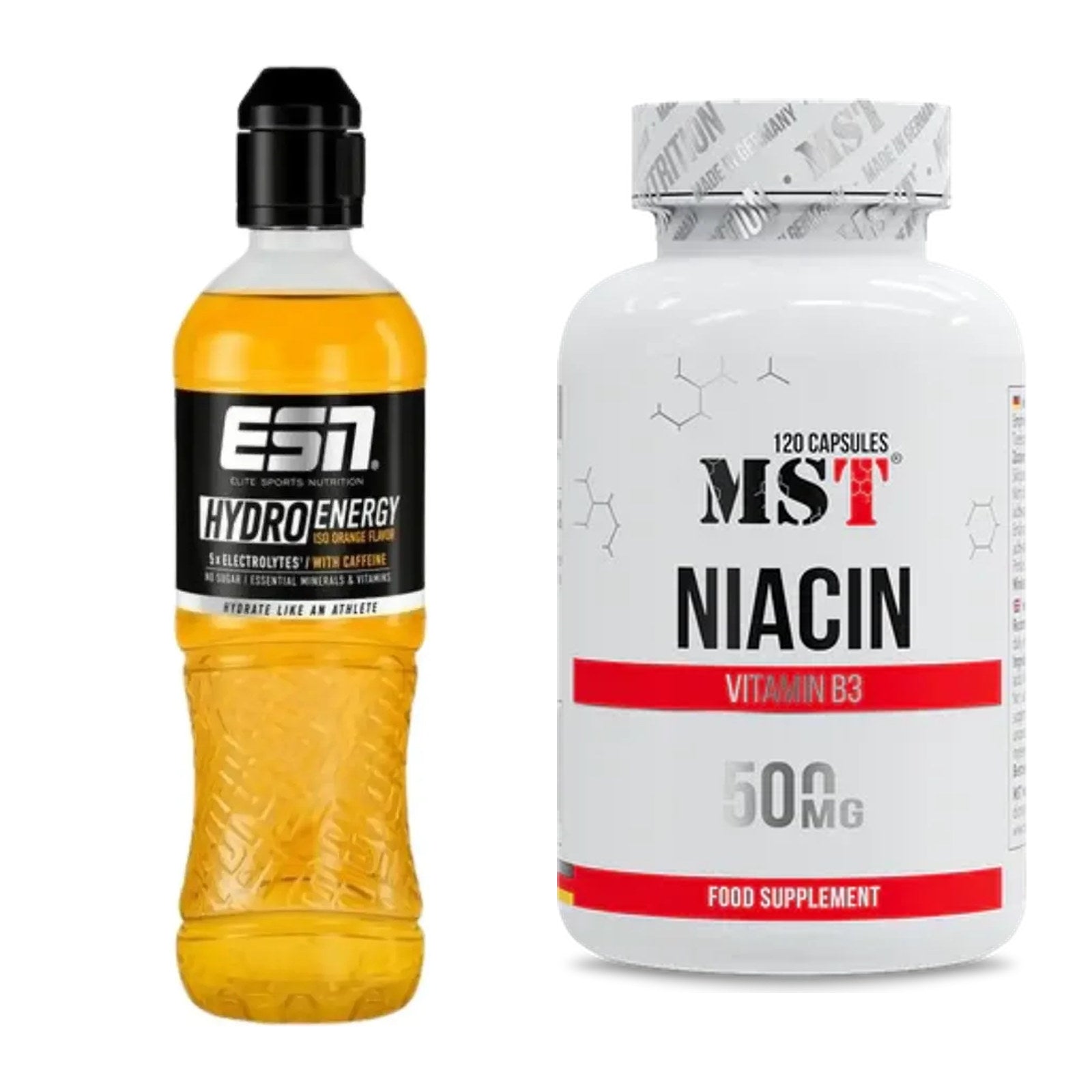 Koffein & B-Vitamine: ESN HydroEnergy (Elektrolyte) + MST Niacin – alle enthaltenen Artikel