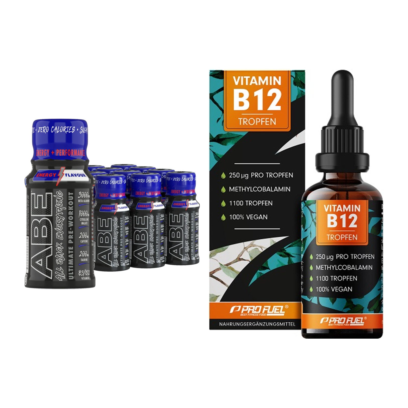 Koffein & B-Vitamine: Applied ABE Pre-Workou + ProFuel Vitamin B12 – alle enthaltenen Artikel