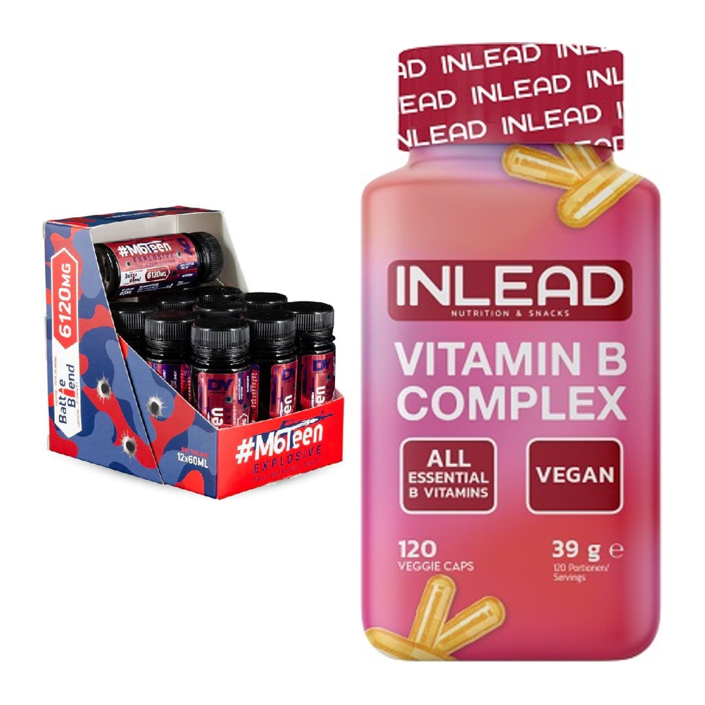 Koffein & B-Vitamine: DY Nutrition M6Teen + INLEAD Vitamin B – alle enthaltenen Artikel