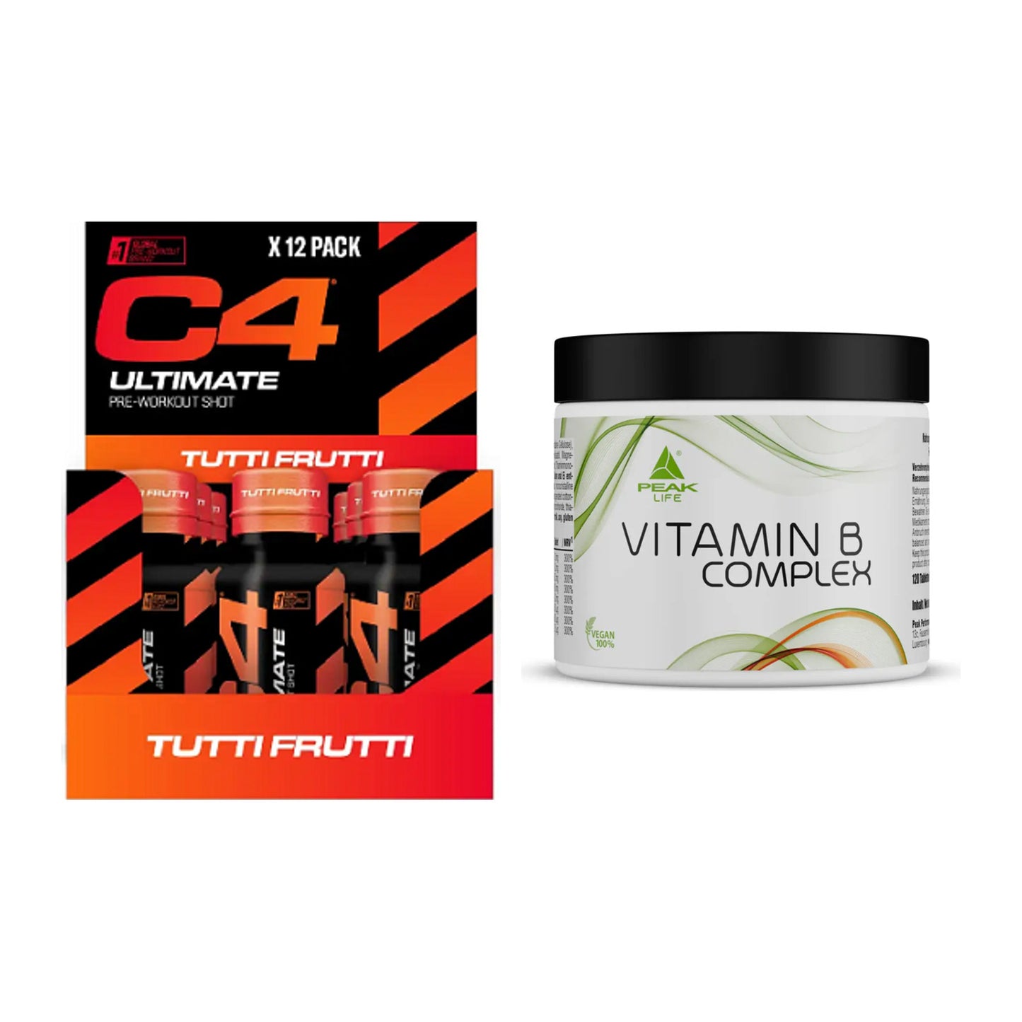 Koffein & B-Vitamine: Cellucor C4 Ultimate + Peak Vitamin B Complex – alle enthaltenen Artikel