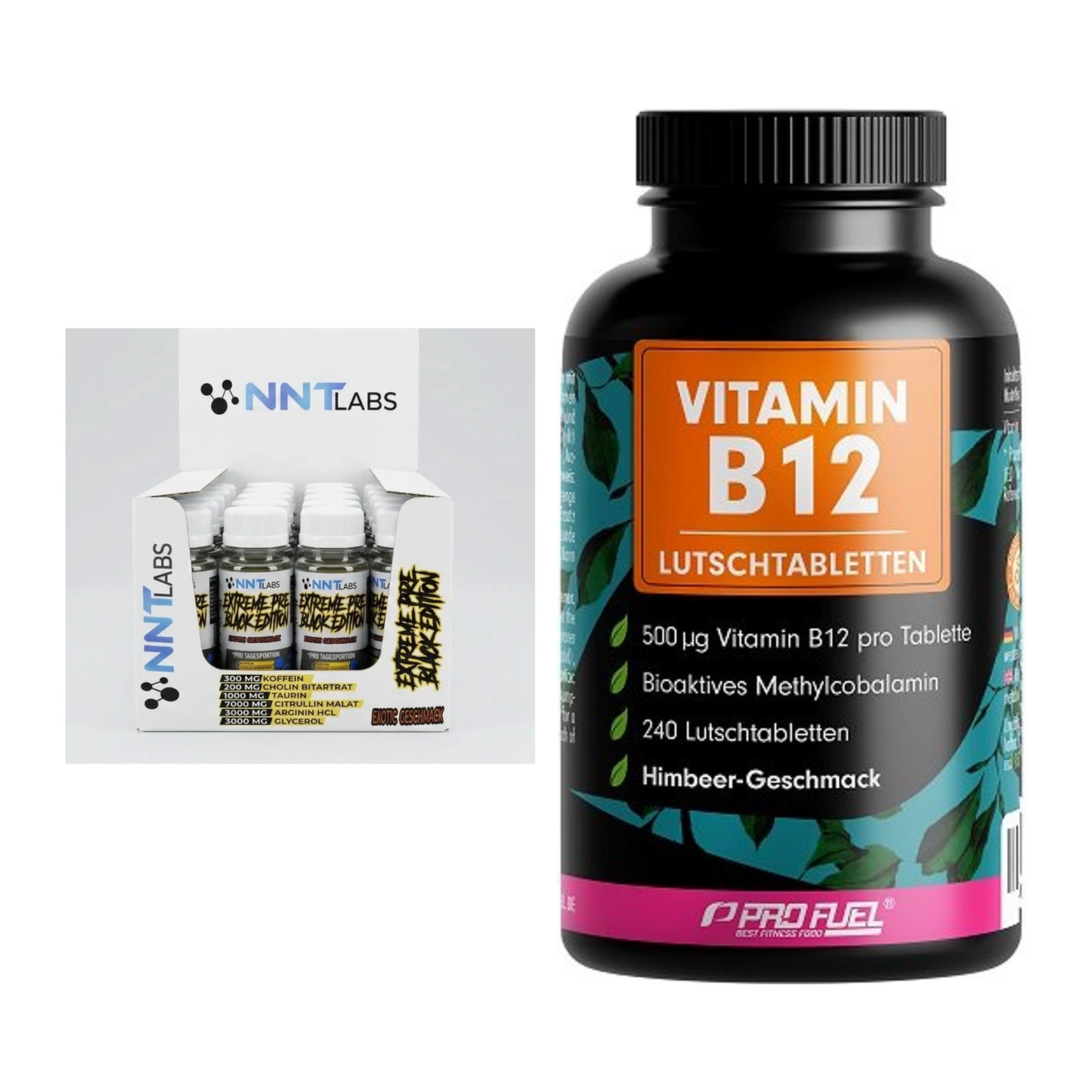 Koffein & B-Vitamine: NNT Extreme Black + ProFuel Vitamin B12 – alle enthaltenen Artikel