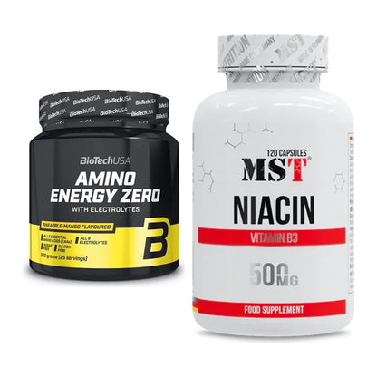 Koffein & B-Vitamine: BioTech Amino Energy Zero 360g + MST Niacin – alle enthaltenen Artikel
