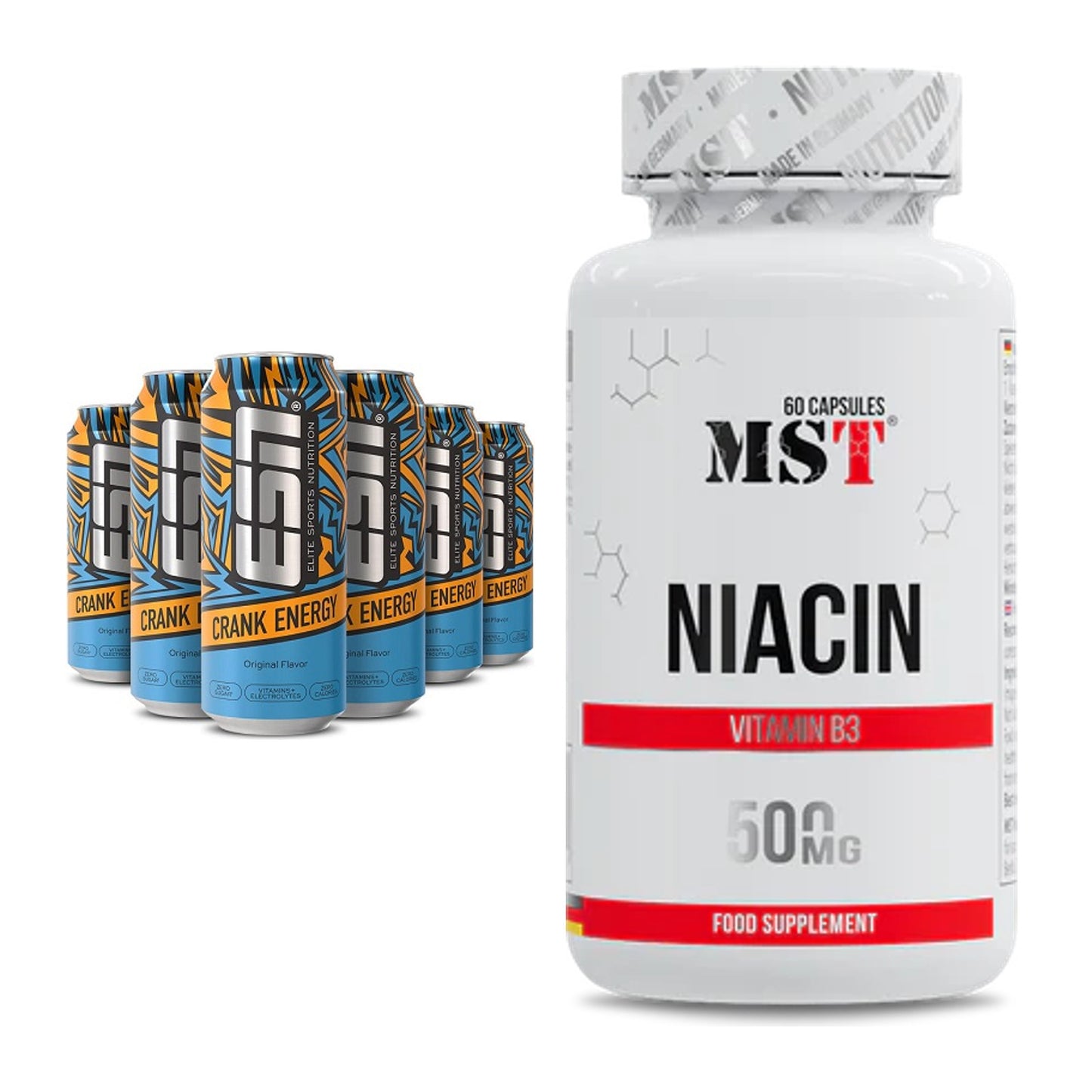 Koffein & B-Vitamine: ESN Crank Energy + MST Niacin – alle enthaltenen Artikel