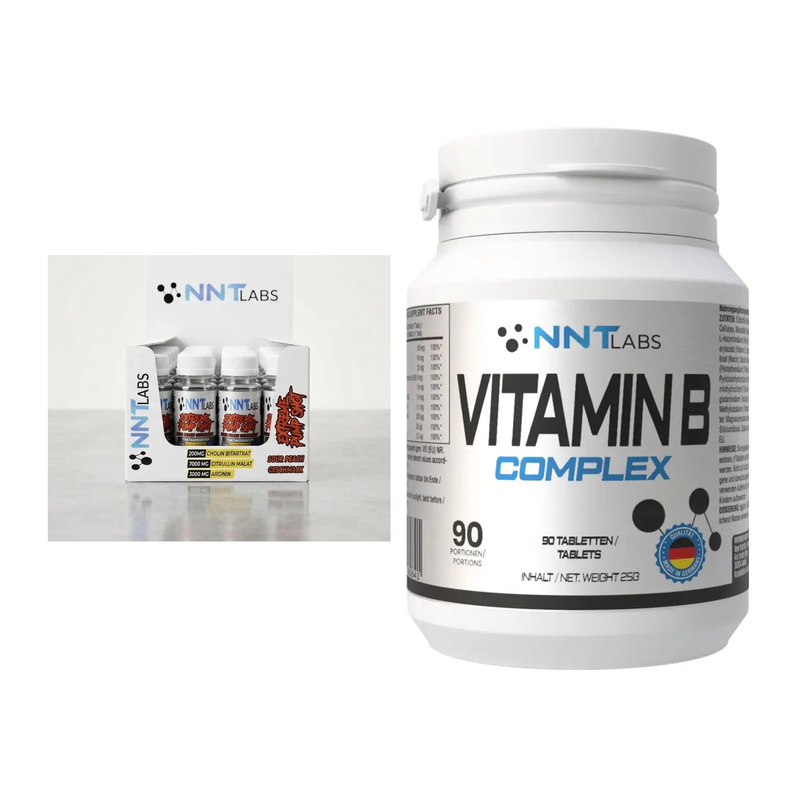 Koffein & B-Vitamine: NNT Extreme Pump Shot + NNT Vitamin B Complex – alle enthaltenen Artikel