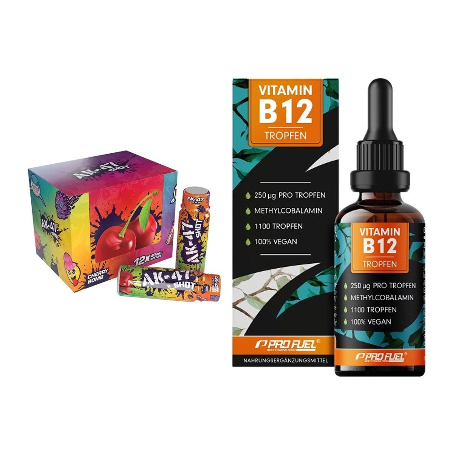 Koffein & B-Vitamine: AK47 Labs AK47 Shots + ProFuel Vitamin B12 – alle enthaltenen Artikel