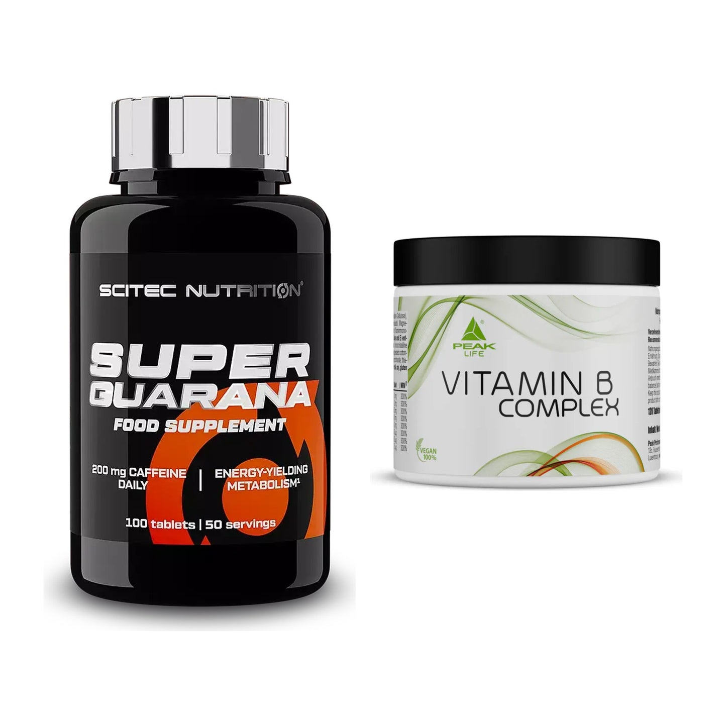 Koffein & B-Vitamine: Scitec Super Guarana + Peak Vitamin B Complex – alle enthaltenen Artikel