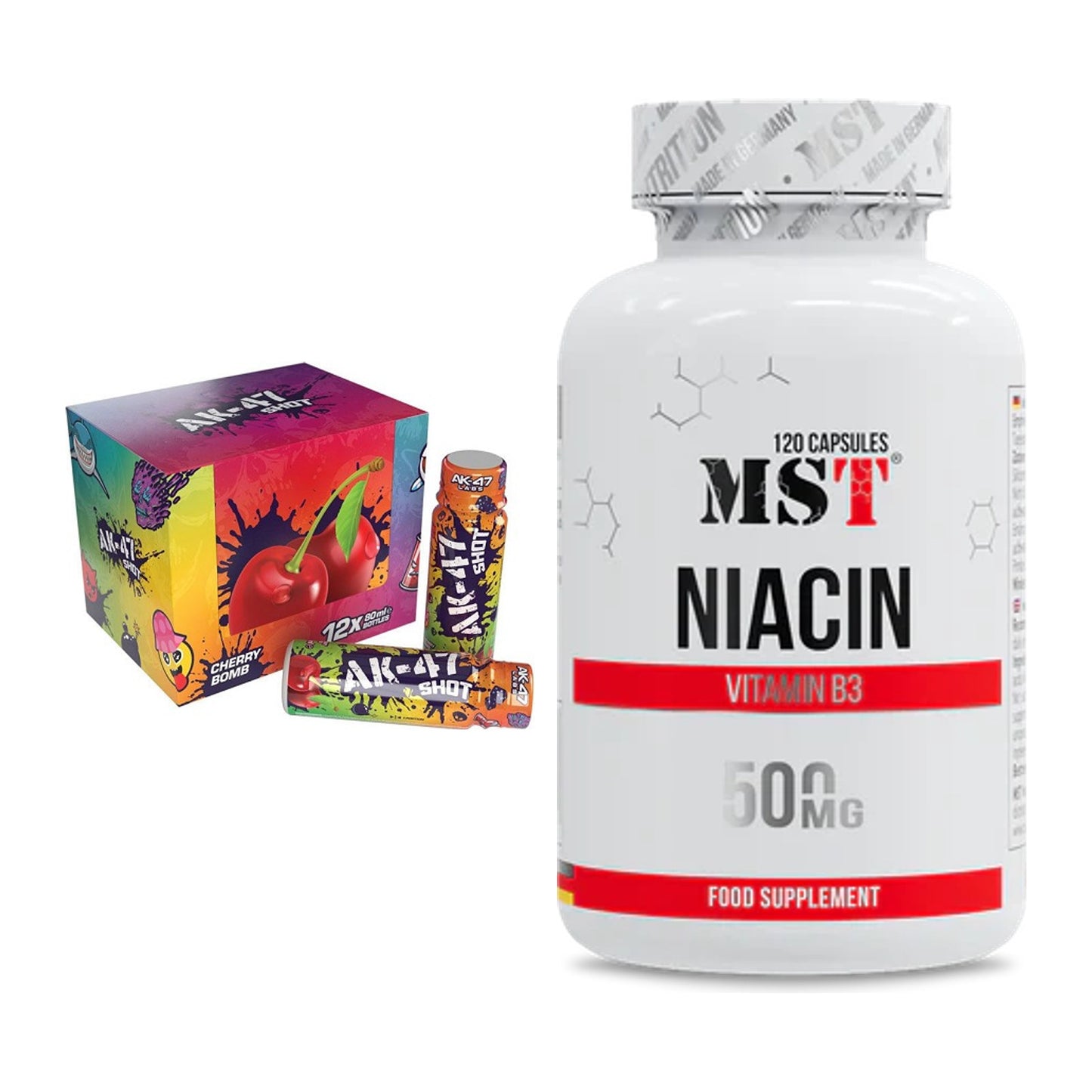 Koffein & B-Vitamine: AK47 Labs AK47 Shots + MST Niacin – alle enthaltenen Artikel