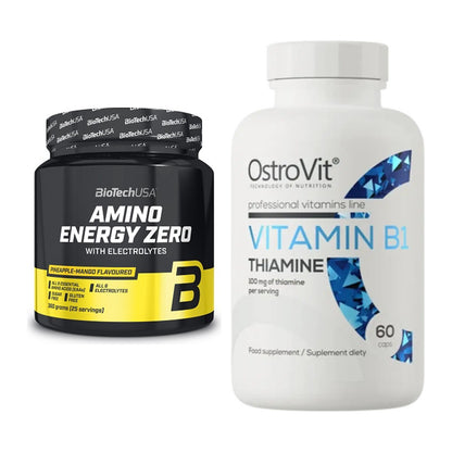 Koffein & B-Vitamine: BioTech Amino Energy + Ostrovit Vitamin B1 – alle enthaltenen Artikel