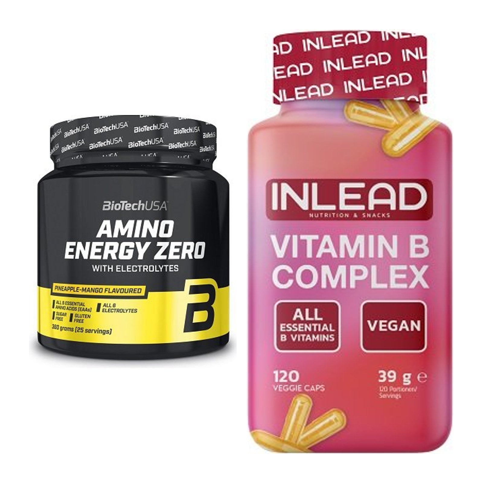 Koffein & B-Vitamine: BioTech Amino Energy + INLEAD Vitamin B – alle enthaltenen Artikel