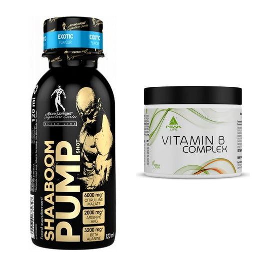 Koffein & B-Vitamine: Kevin Levrone Shaaboom + Peak Vitamin B Complex – alle enthaltenen Artikel