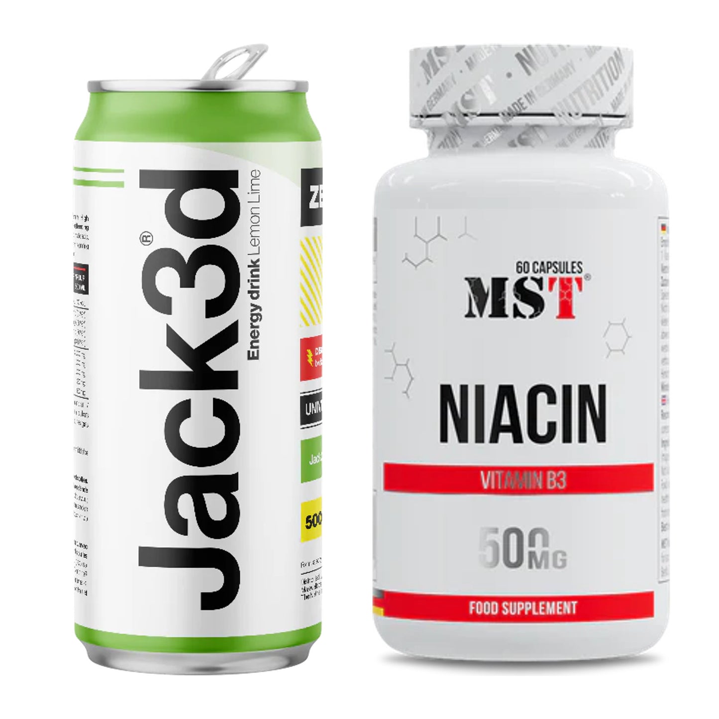Koffein & B-Vitamine: USP Labs Jack3d Energy EINZELNE + MST Niacin – alle enthaltenen Artikel