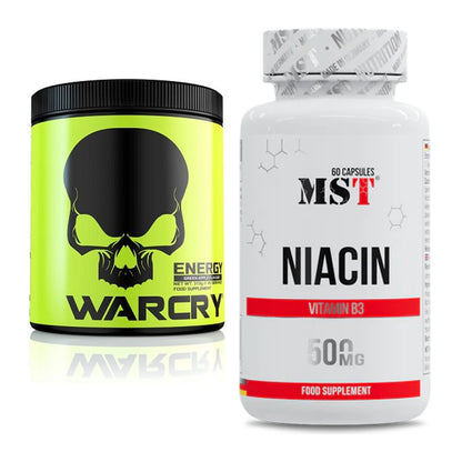Koffein & B-Vitamine: Genius Nutrition Warcry Energy + MST Niacin – alle enthaltenen Artikel