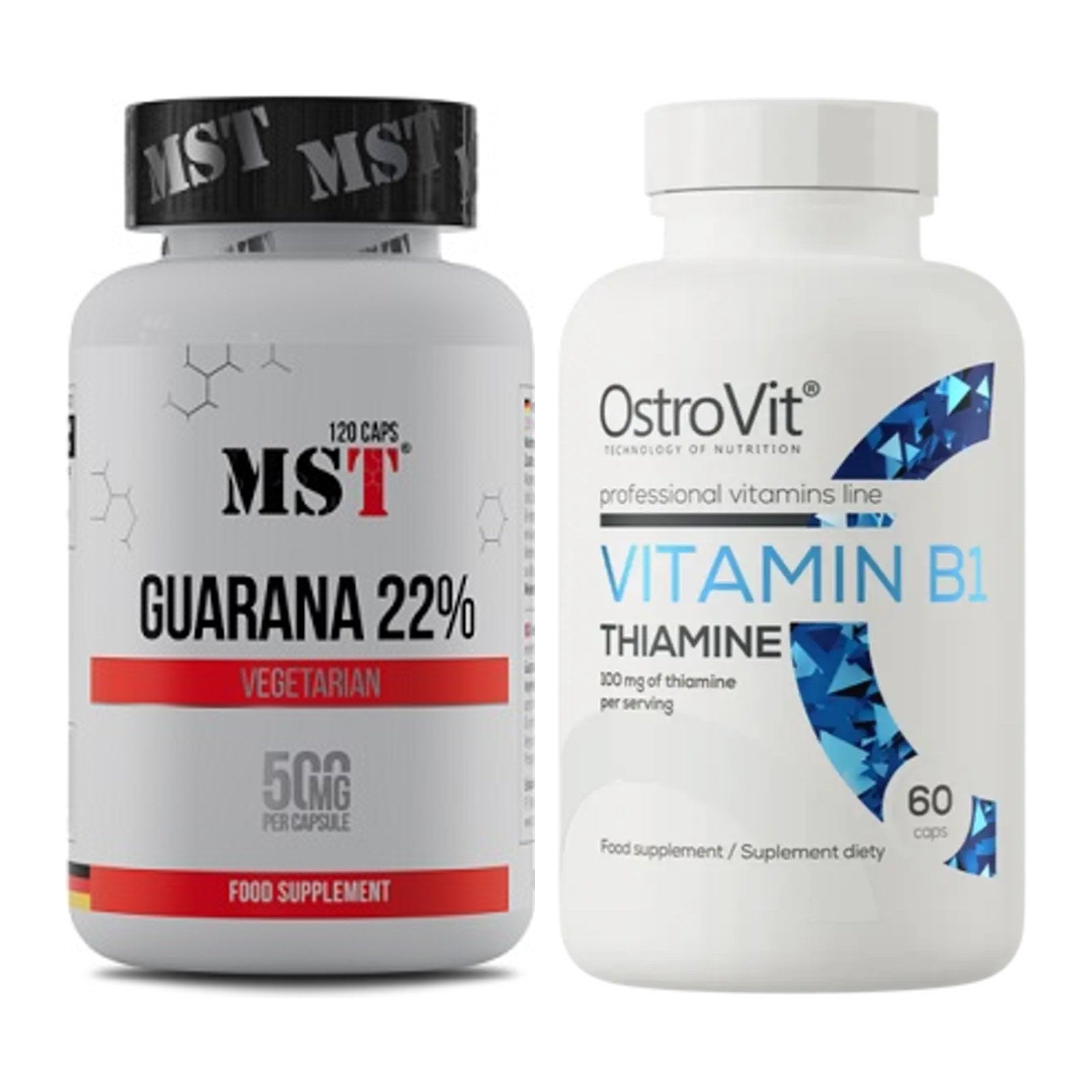 Koffein & B-Vitamine: MST Guarana 22% + Ostrovit Vitamin B1 Thiamine – alle enthaltenen Artikel