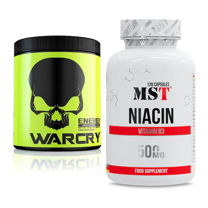 Koffein & B-Vitamine: Genius Nutrition Warcry Energy + MST Niacin – alle enthaltenen Artikel