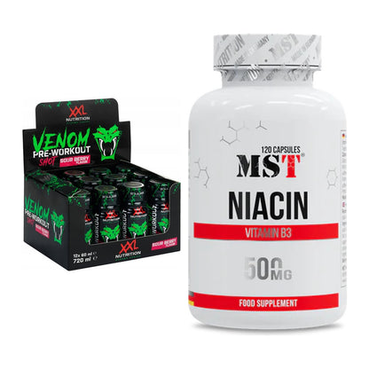 Koffein & B-Vitamine: XXL Nutrition Venom Shot + MST Niacin – alle enthaltenen Artikel
