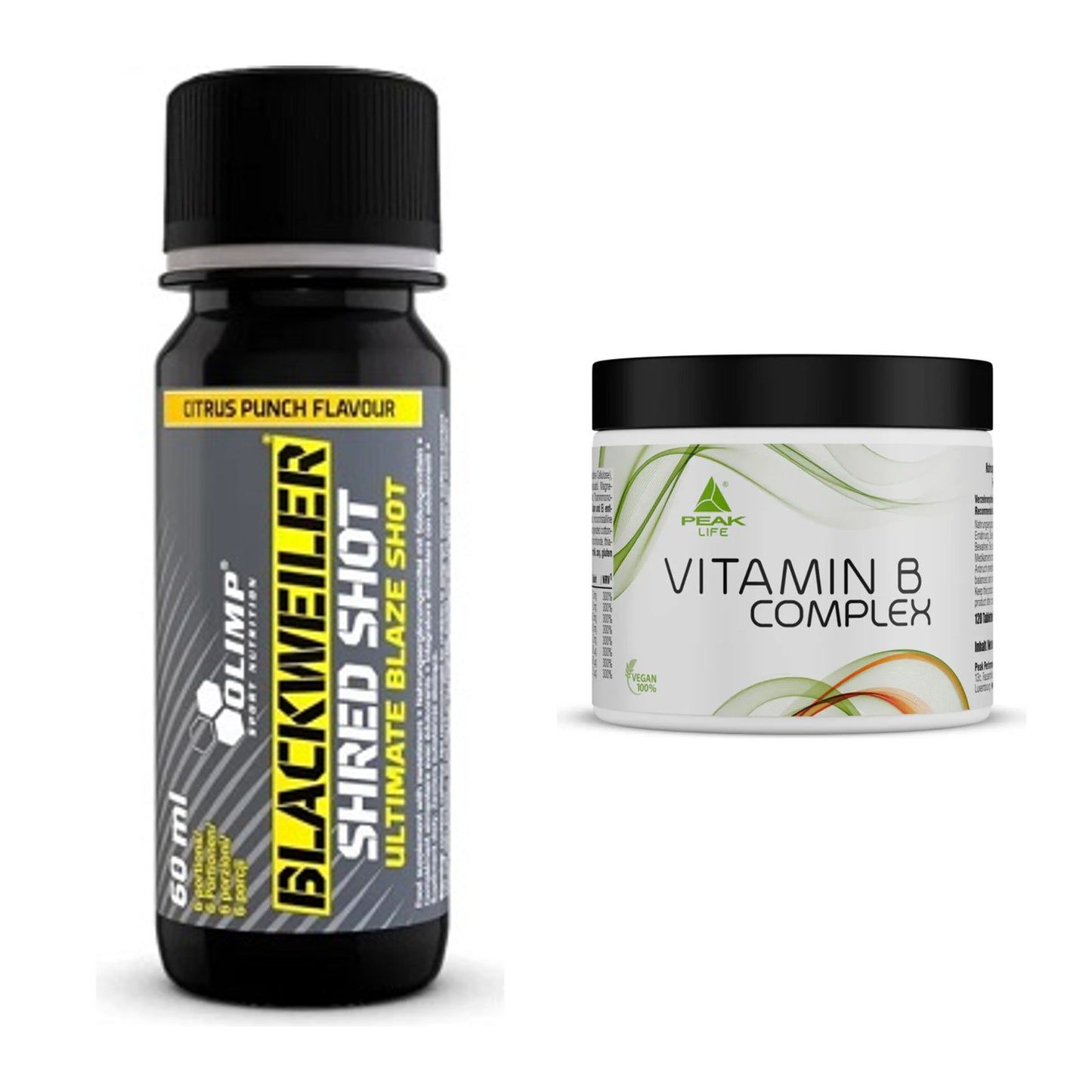 Koffein & B-Vitamine: Olimp Blackweiler + Peak Vitamin B Complex – alle enthaltenen Artikel
