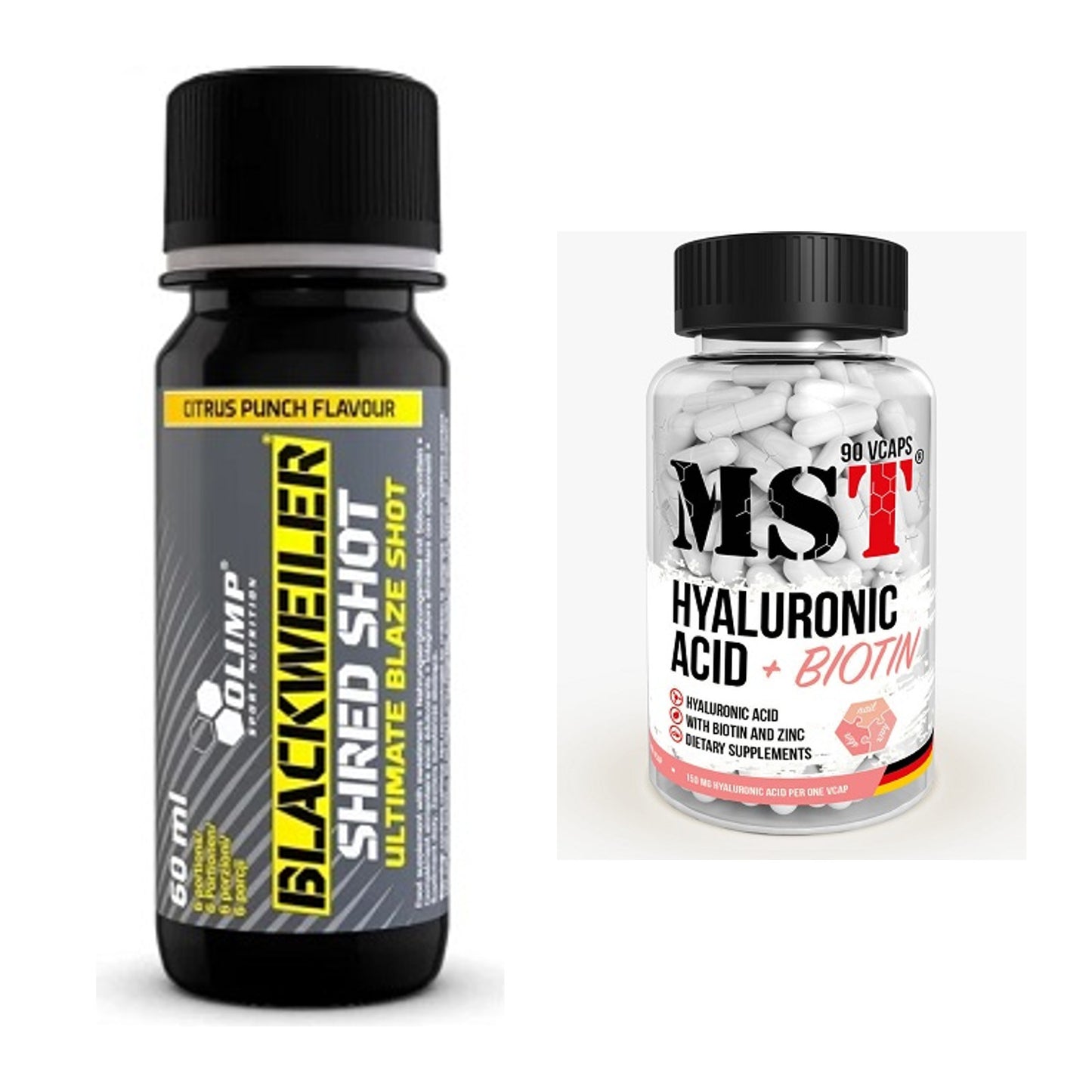 Koffein & B-Vitamine: Olimp Blackweiler + MST Hyaluronic Acid – alle enthaltenen Artikel