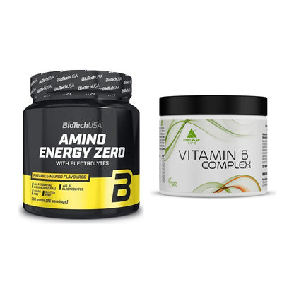 Koffein & B-Vitamine: BioTech Amino Energy + Peak Vitamin B Complex – alle enthaltenen Artikel