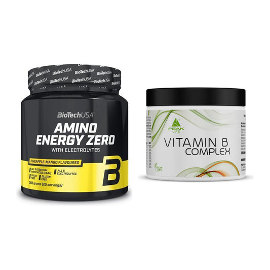 Koffein & B-Vitamine: BioTech Amino Energy + Peak Vitamin B Complex – alle enthaltenen Artikel