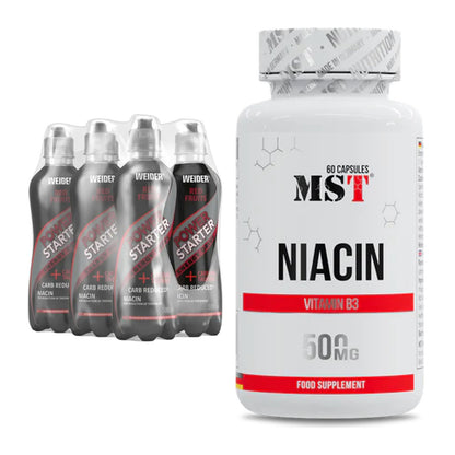 Koffein & B-Vitamine: Weider Power Starter Energy Drink + MST Niacin – alle enthaltenen Artikel