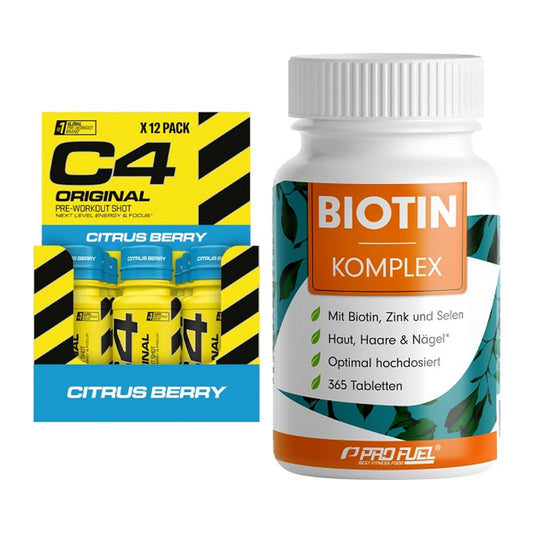 Caffeine & B vitamins: Cellucor C4 Original + ProFuel BIOTIN Complex - all items included