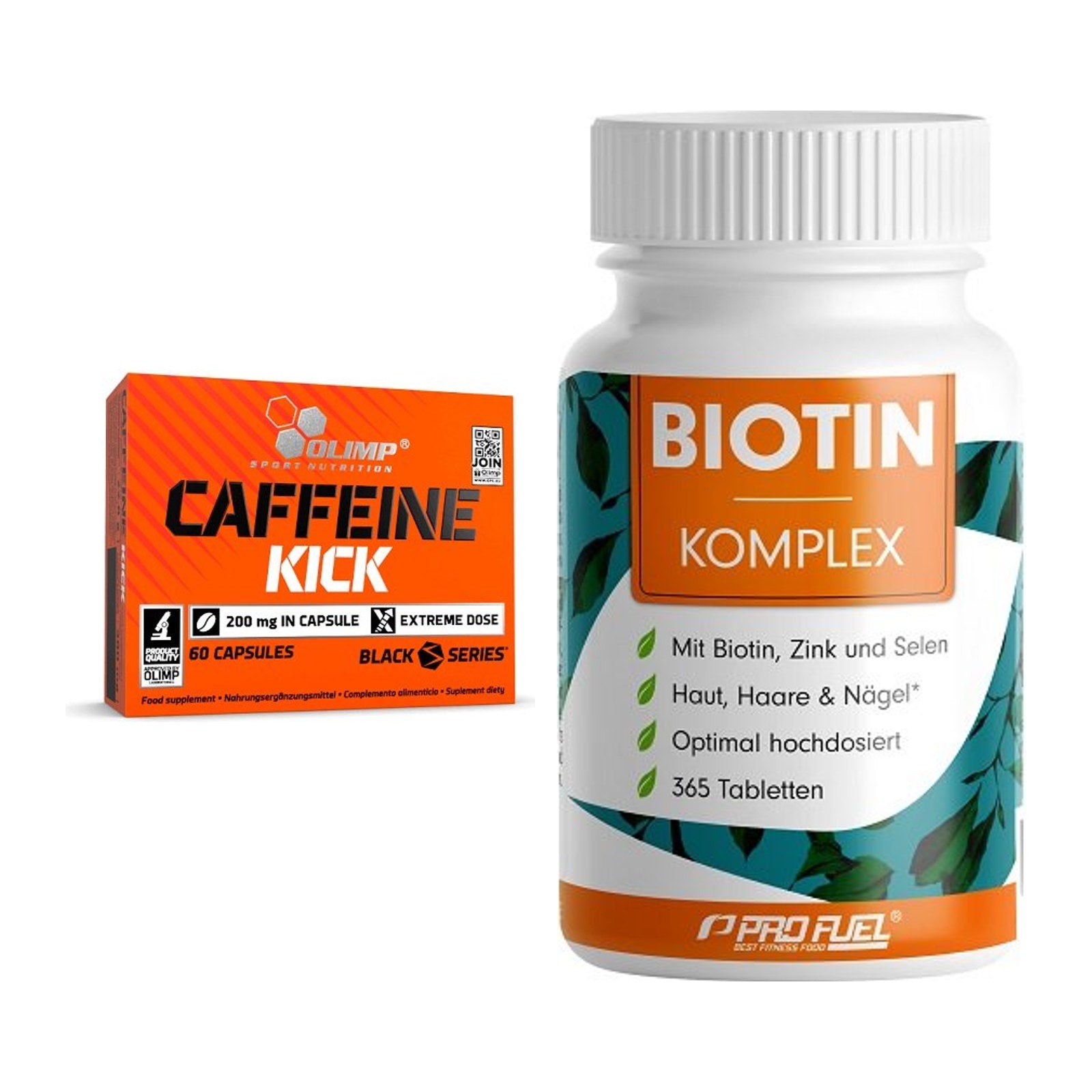 Koffein & B-Vitamine: Olimp Caffeine Kick + ProFuel BIOTIN Komplex – alle enthaltenen Artikel