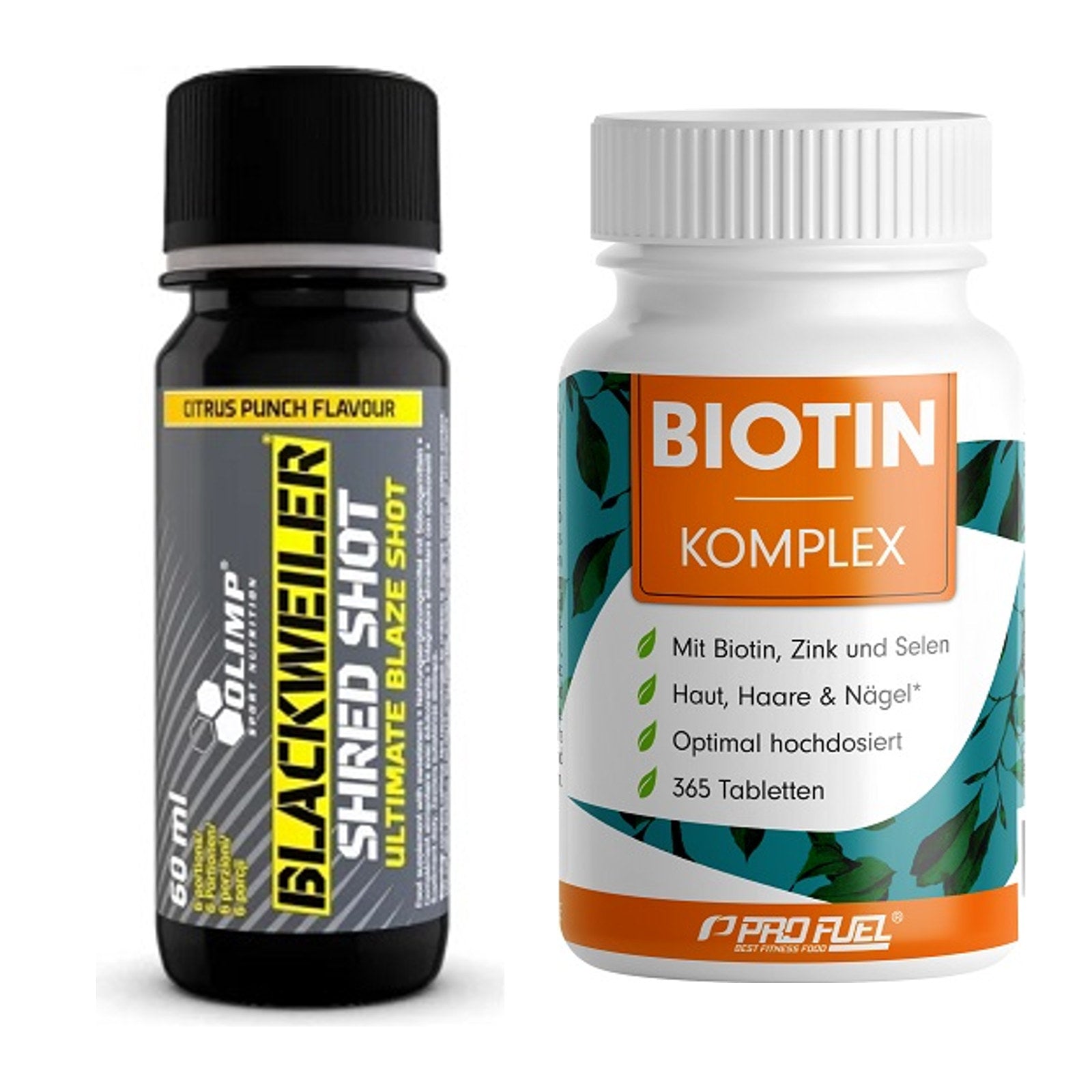 Koffein & B-Vitamine: Olimp Blackweiler + ProFuel BIOTIN Komplex – alle enthaltenen Artikel