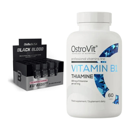 Koffein & B-Vitamine: BioTech Black Blood + Ostrovit Vitamin B1 – alle enthaltenen Artikel