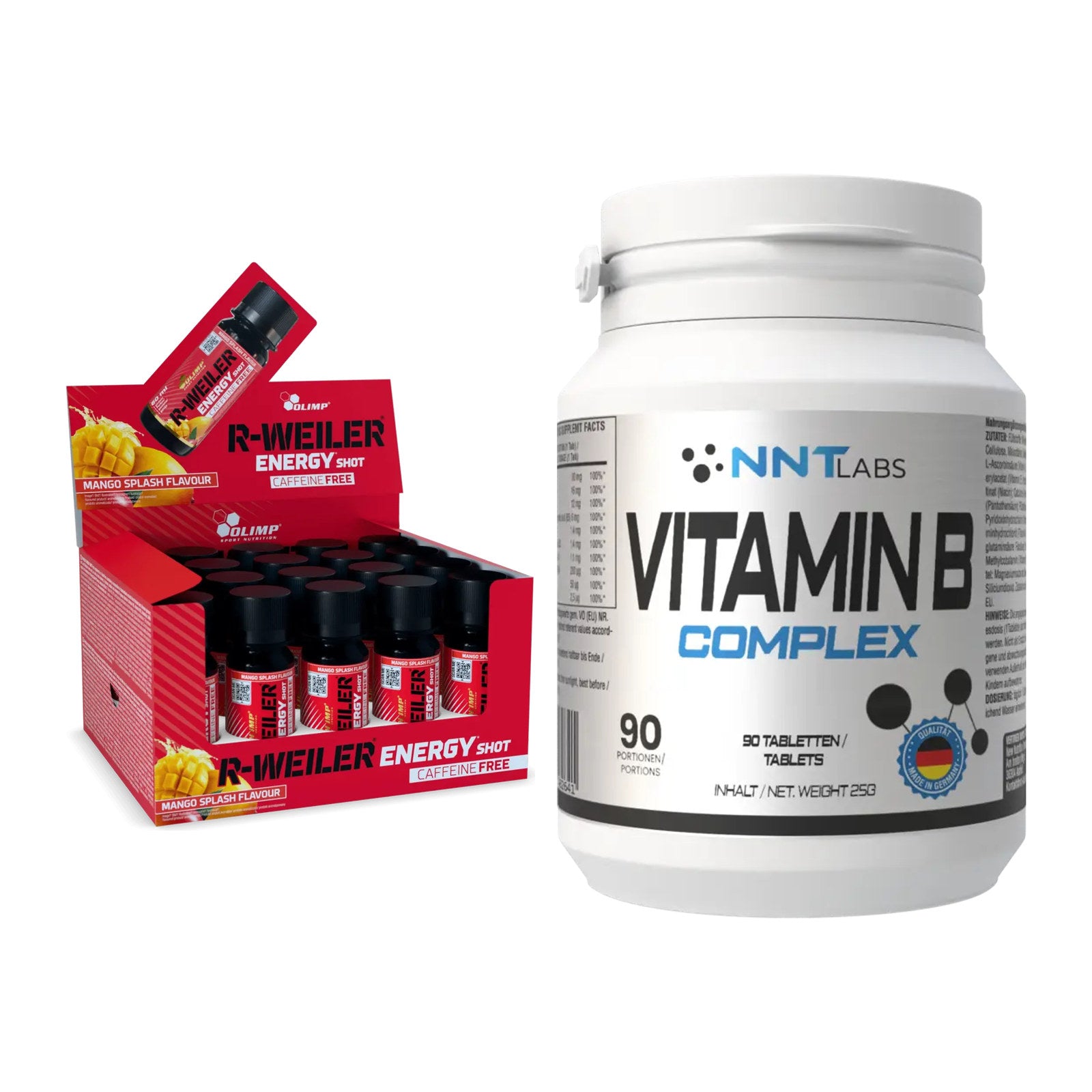 Koffein & B-Vitamine: Olimp R-Weiler Energy + NNT Vitamin B Complex – alle enthaltenen Artikel