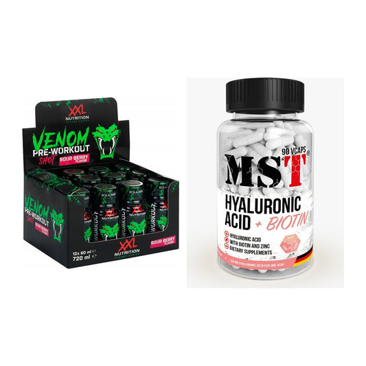 Koffein & B-Vitamine: XXL Nutrition Venom + MST Hyaluronic Acid – alle enthaltenen Artikel