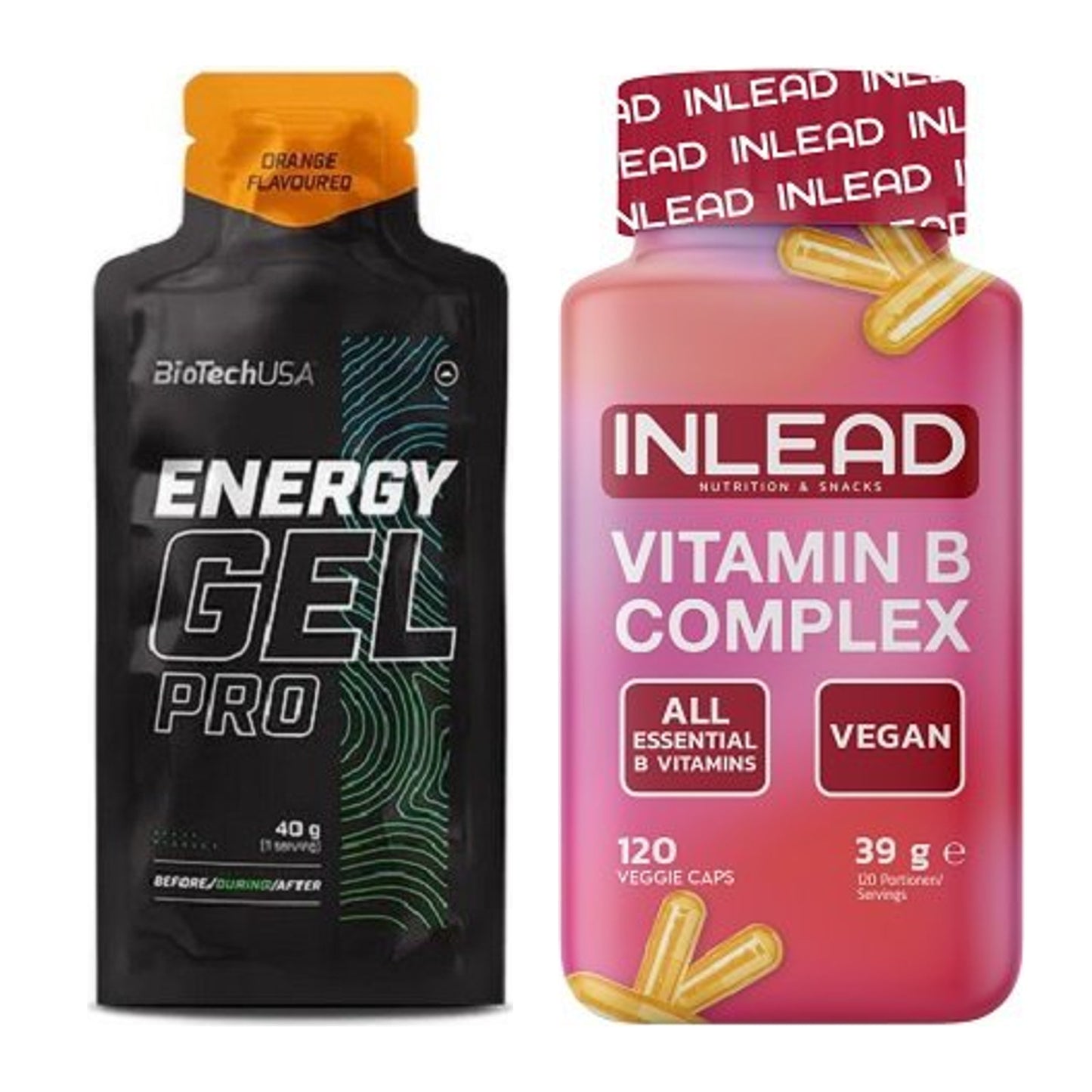 Koffein & B-Vitamine: BioTech Energy Gel Pro + INLEAD Vitamin B – alle enthaltenen Artikel